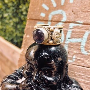 TIBETAN AMETHYST Adjustable Ring